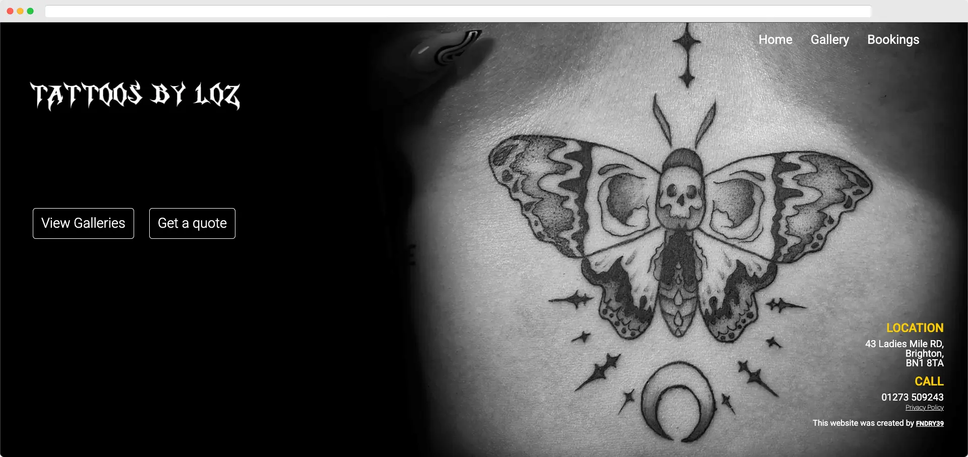 Screenshot of Tattoos by Loz Website